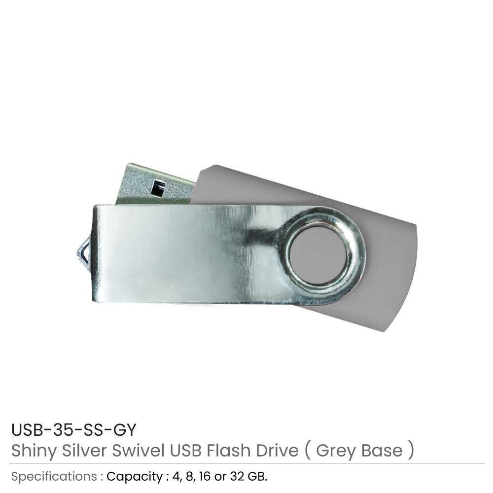 Shiny Silver Swivel USB Flash Drive 15