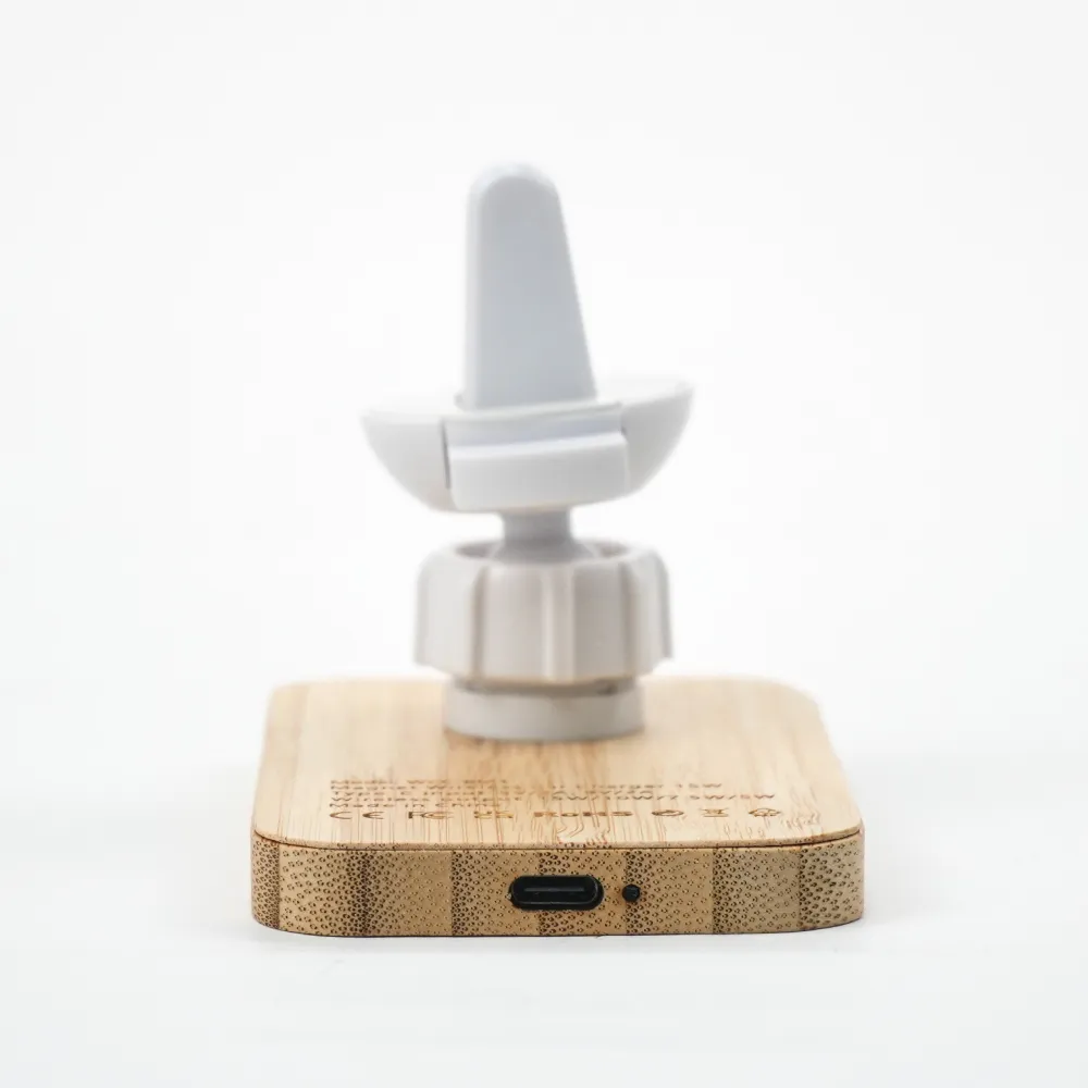 Bamboo Wireless Car Charger 15W Fast Charging & Type C 2