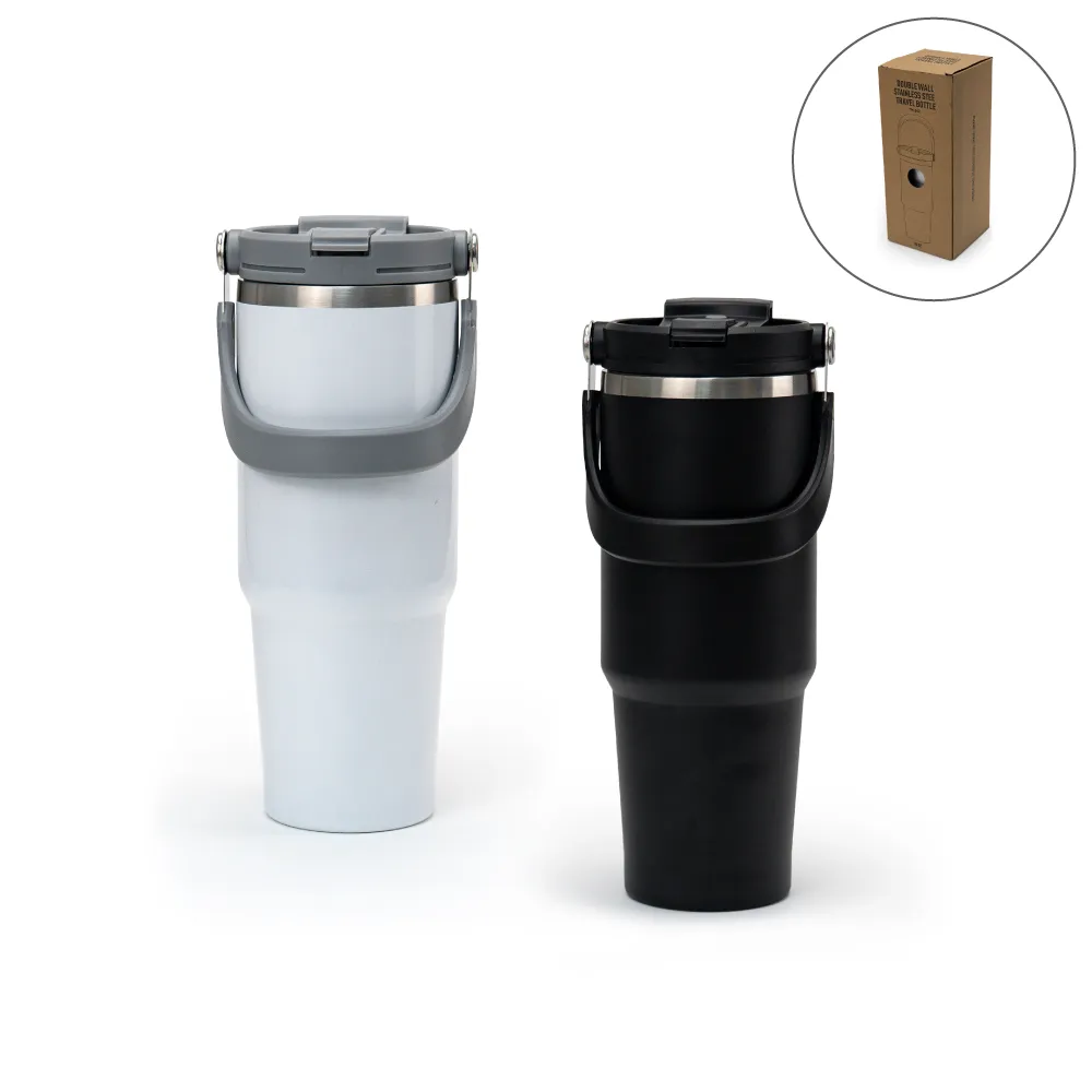 Double Wall Stainless Steel Tumblers with Handle & Straw – 900ml 9