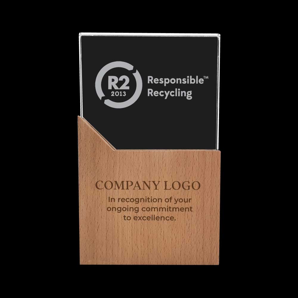 Rectangle Shaped Wood and Crystal Awards with Box 4