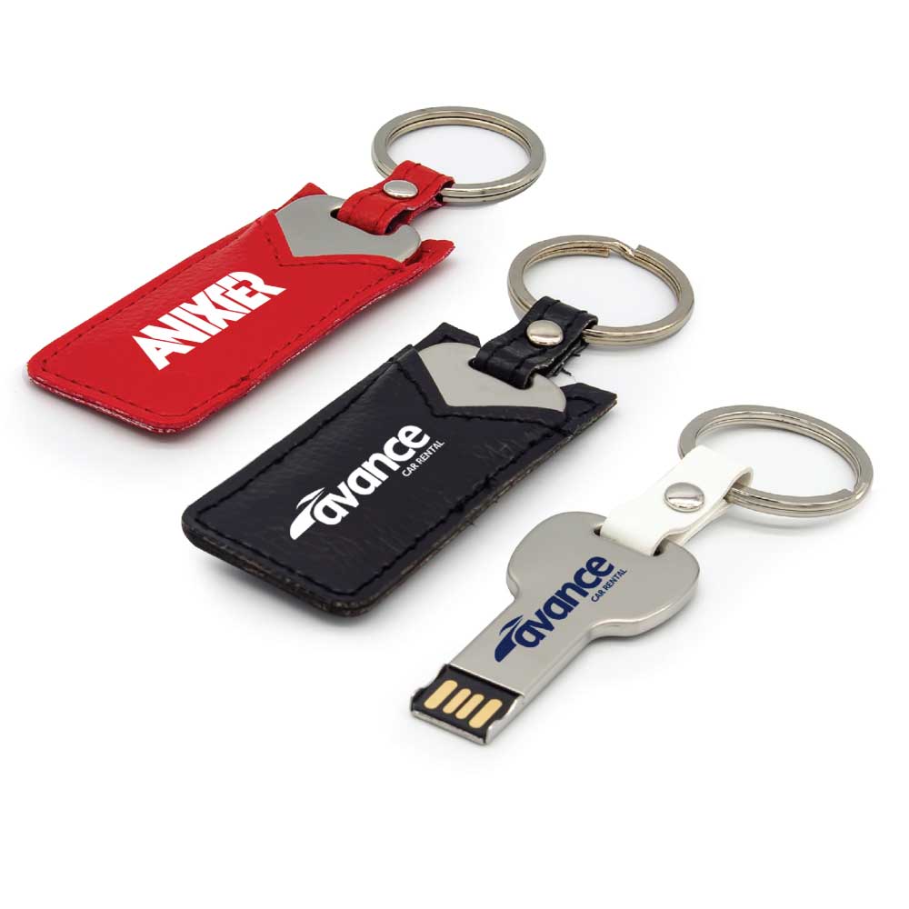 USB Flash Drives Keychain with Black Leather Cover 4