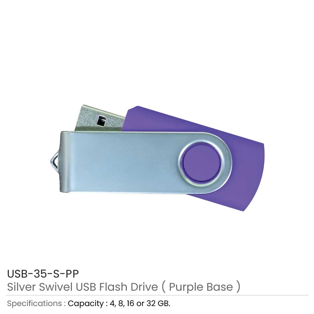 Silver Swivel USB Flash Drives 5