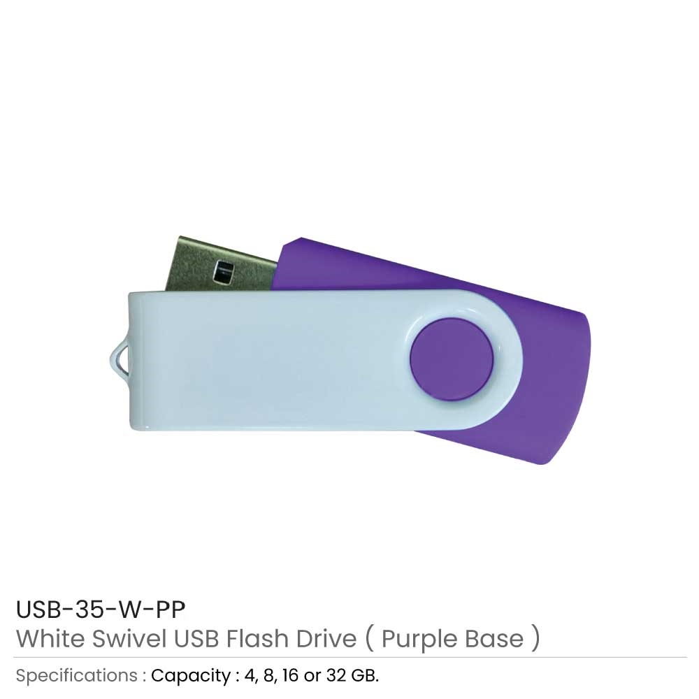 USB Flash Drives in White Swivels 6