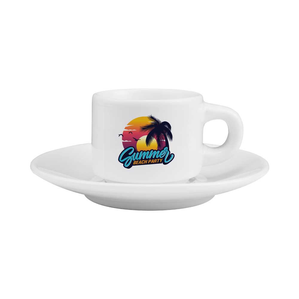 Sublimation White Ceramic Cup & Saucer 77ml Capacity 3
