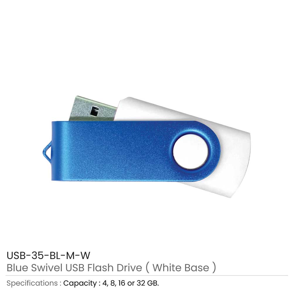 Matt Blue Swivel USB Flash Drives  14