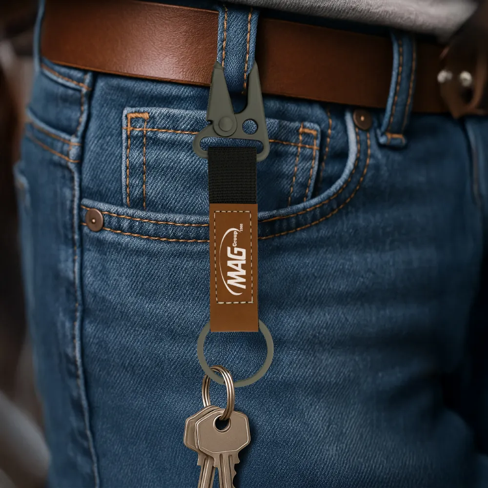 Laserable PU Leather Keychains with Sling Snap Hook 1