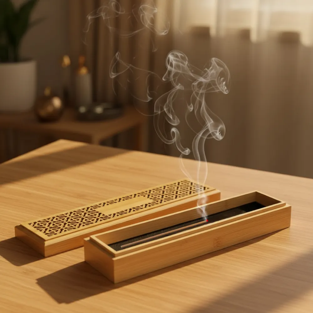 Wooden Incense Burner Holder with Drawer Includes 10 Pcs Oud Sticks 5