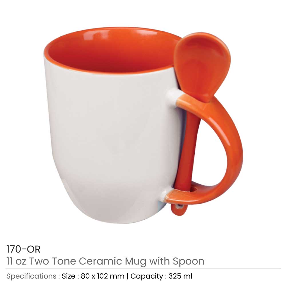 Two Tone Mug with Spoon 11oz 9