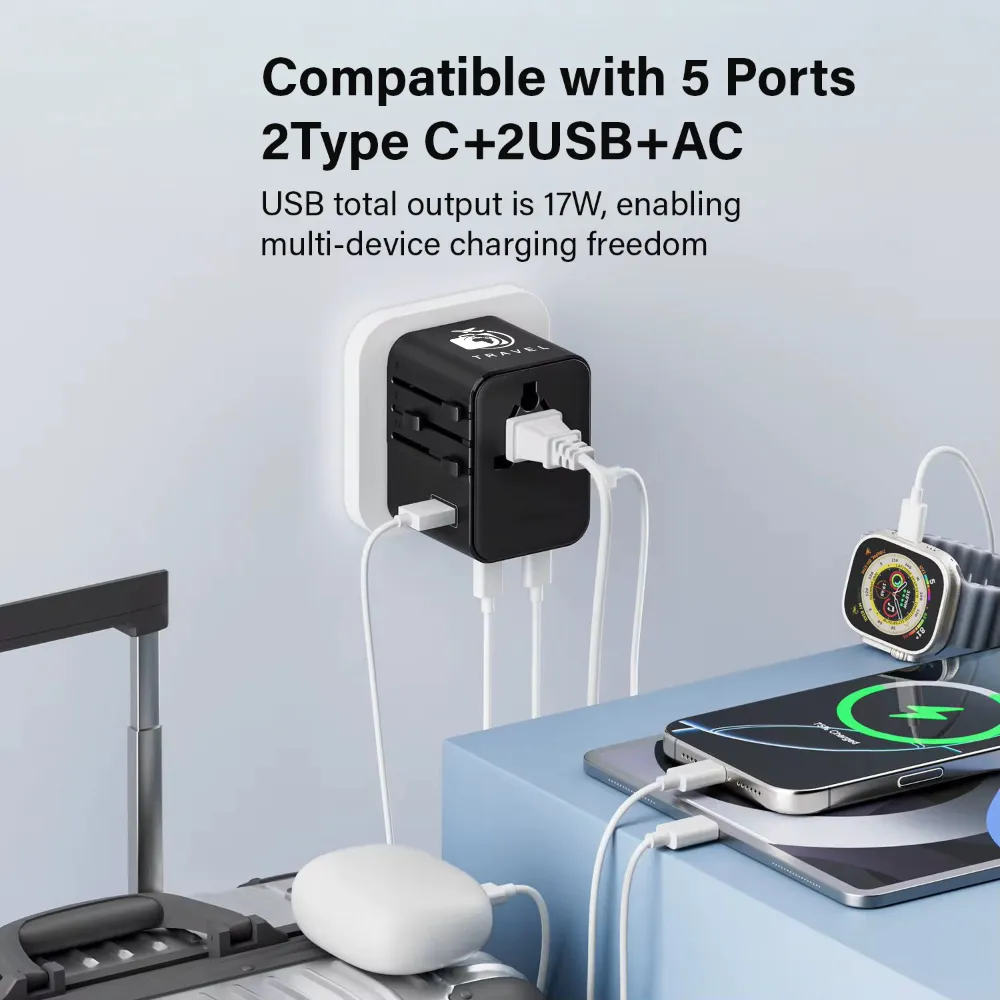 Universal Travel Adaptors, 17W, 2Type C+2USB+AC Port 2