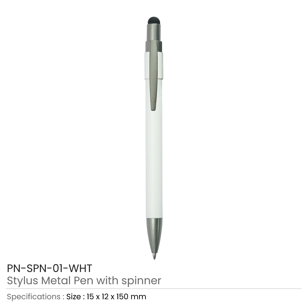 Stylus Metal Pens with Spinner – Push Button (Blue Ink) 5