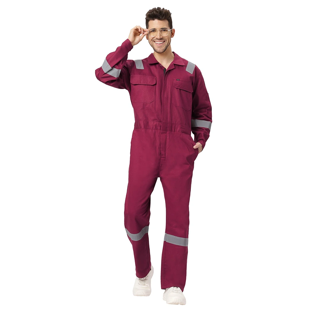 Coverall with Reflective Tape Maroon