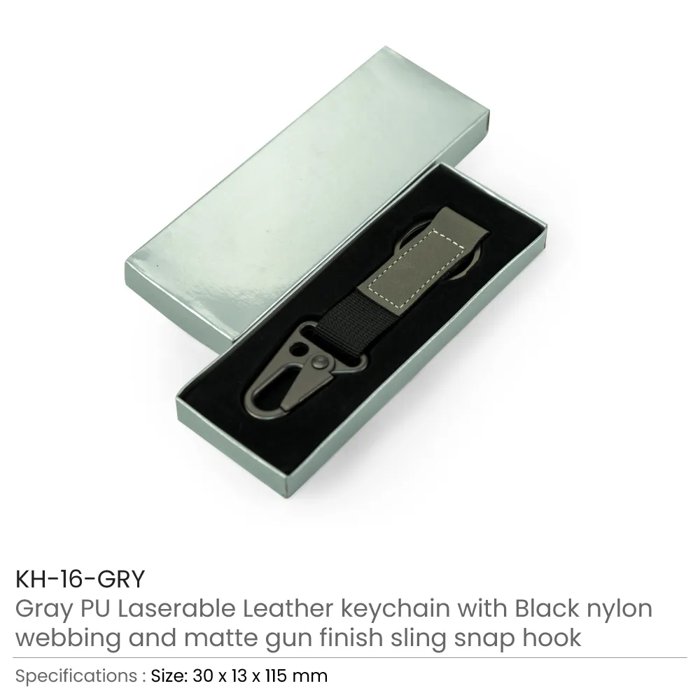 Laserable PU Leather Keychains with Sling Snap Hook 4