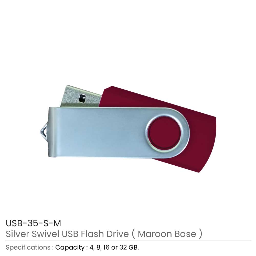 USB Flash Drive Matt Silver Swivel 3