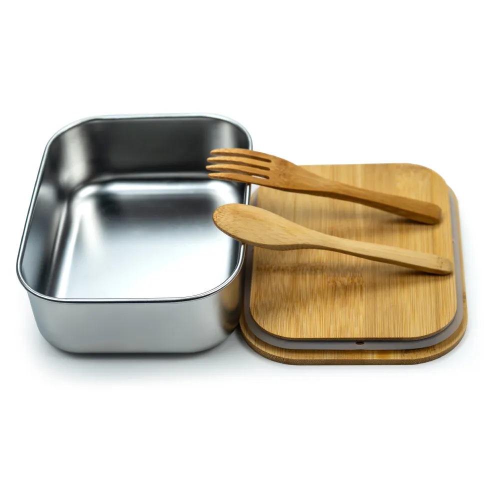 Stainless Steel Lunch Box with Bamboo Lid & Strap 6