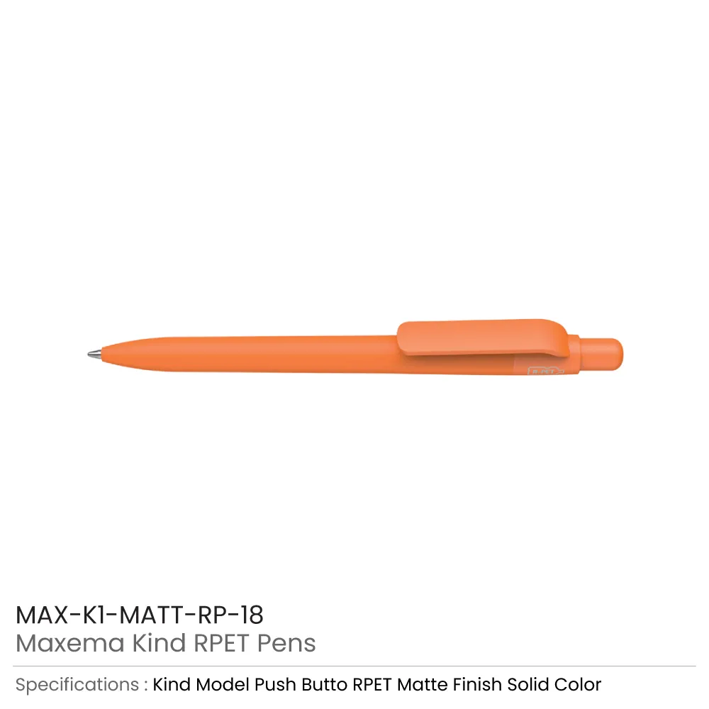 Maxema Kind rPET Pens, Matte Solid Color, Push Button Clip, Blue Ink 2