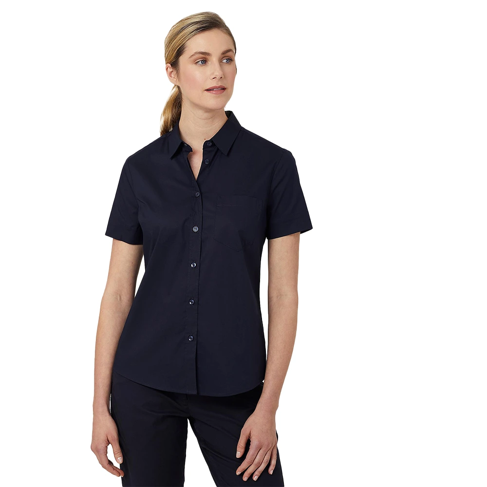 Women's Short Sleeve Slim Shirt - Navy
