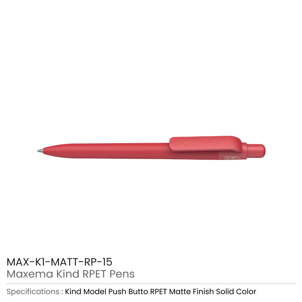 Maxema Kind rPET Pens, Matte Solid Color, Push Button Clip, Blue Ink 1