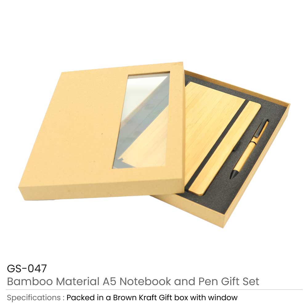 Bamboo Material A5 Notebook and Pen Gift Set 2