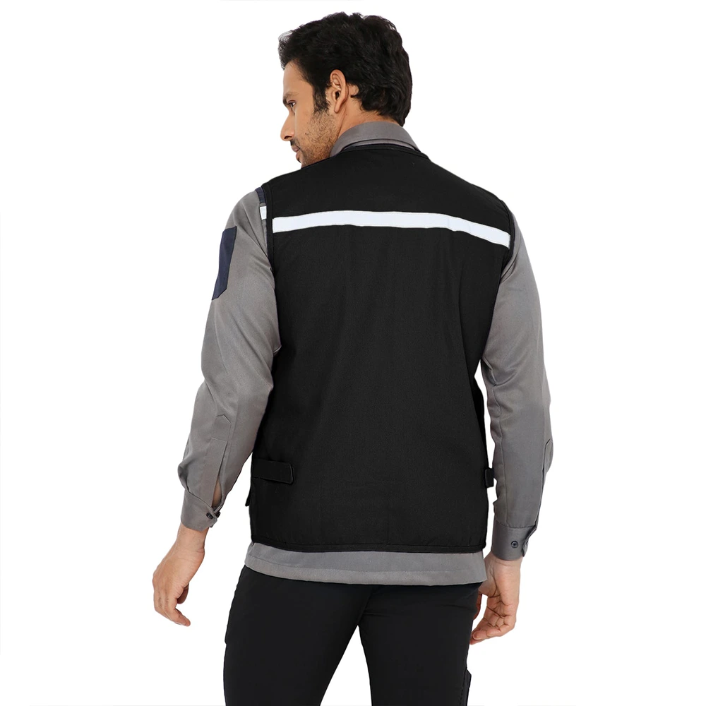 Safety Jacket with Reflective Tape - Black 2