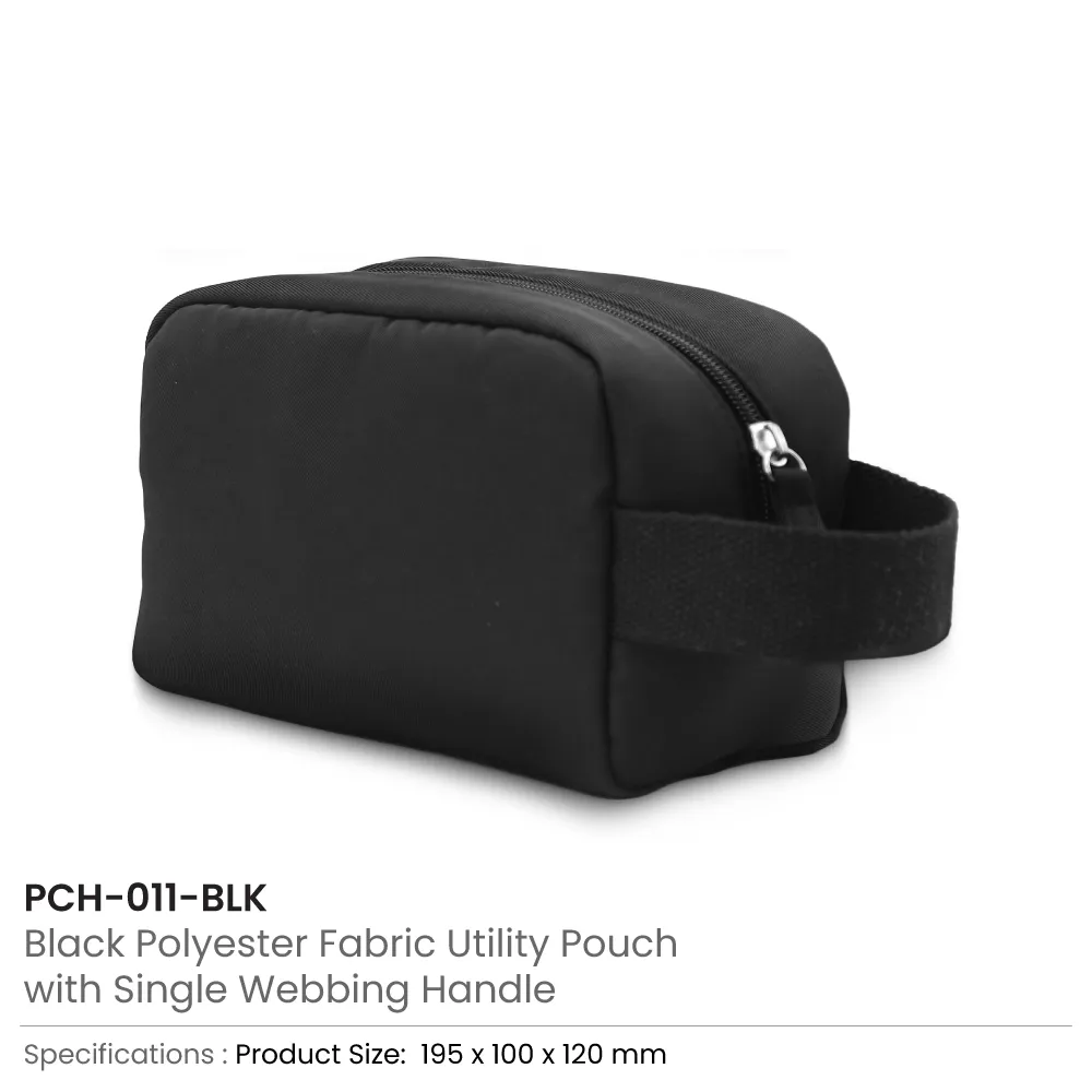 Multipurpose Utility Pouch, Black Polyester Fabric, Zipper & Handle 7