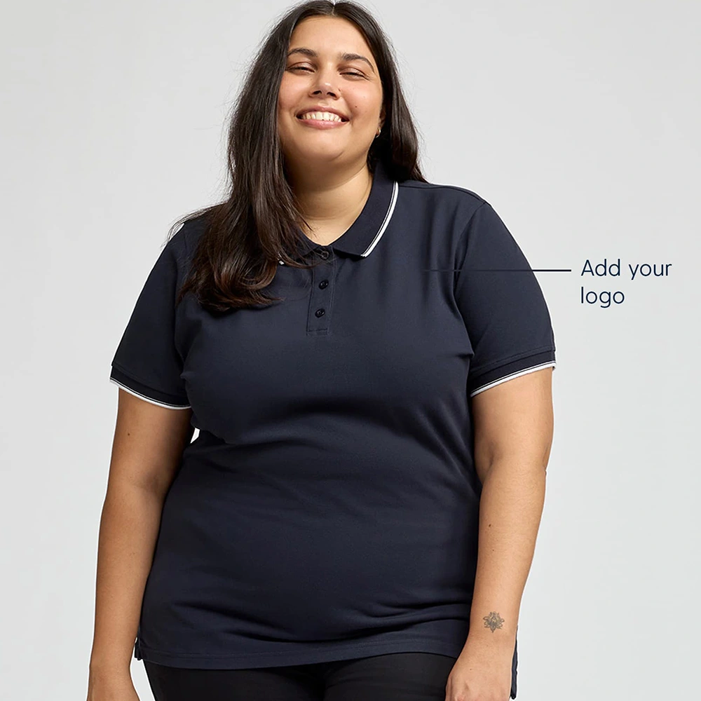 Women’s Navy Blue Polo T-Shirt with Line Design 6