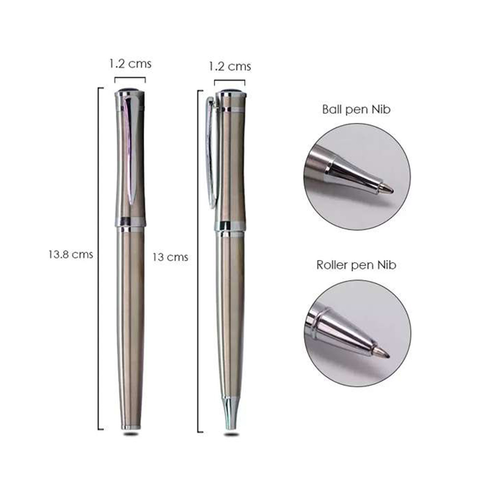 Silver-Body Roller Pen with Matching Ball Pen 3