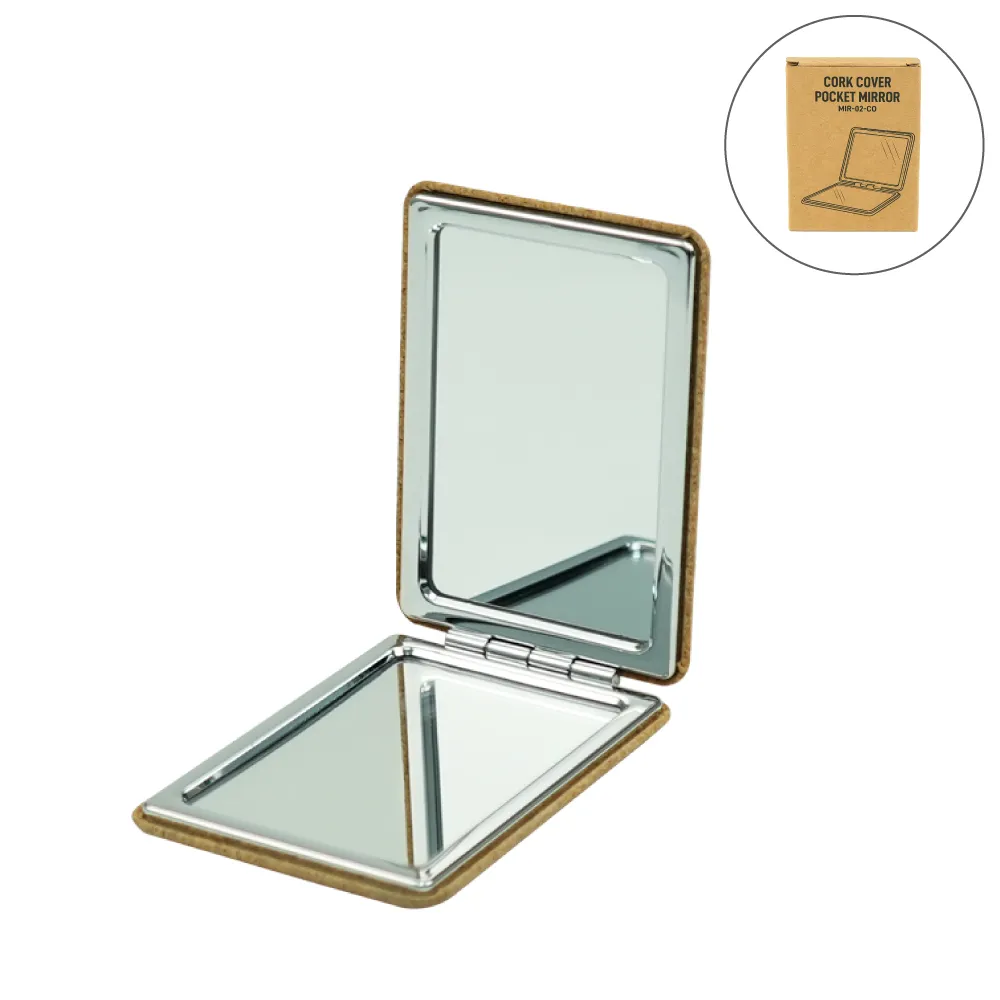 Rectangle Pocket Mirror, Double-Sided Foldable with Cork Finish Cover 5