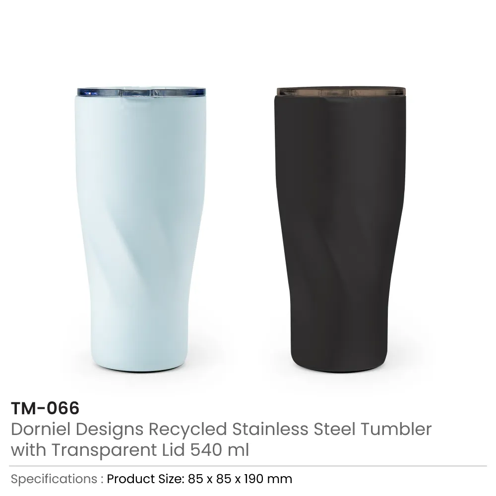 Dorniel Designs Tumblers, Transparent Lid, Recycled Stainless Steel, 540ml 9