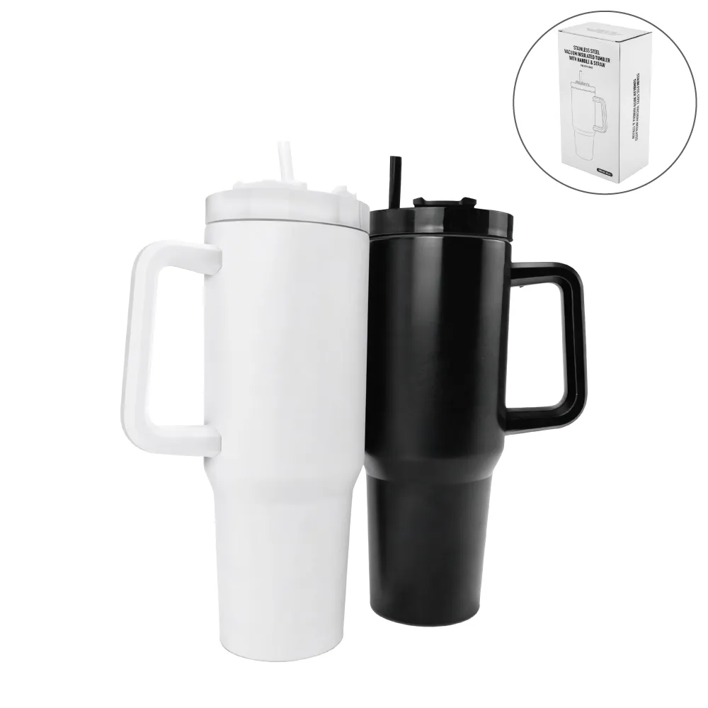Tumblers with Handle and Straw in SS & Similar to Stanley Design, 1200ml 10