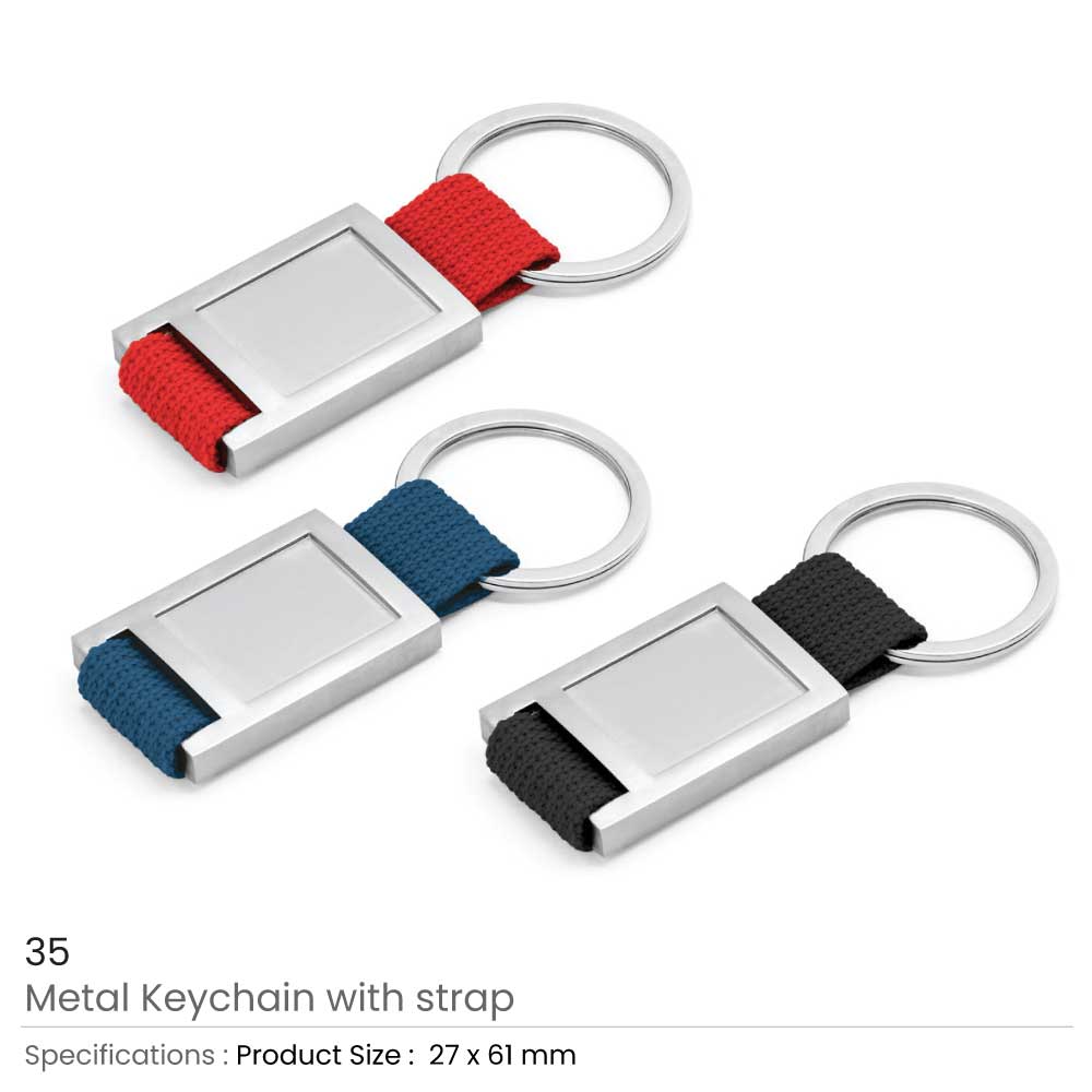 Metal Keychain with Coloured Strap 35 5