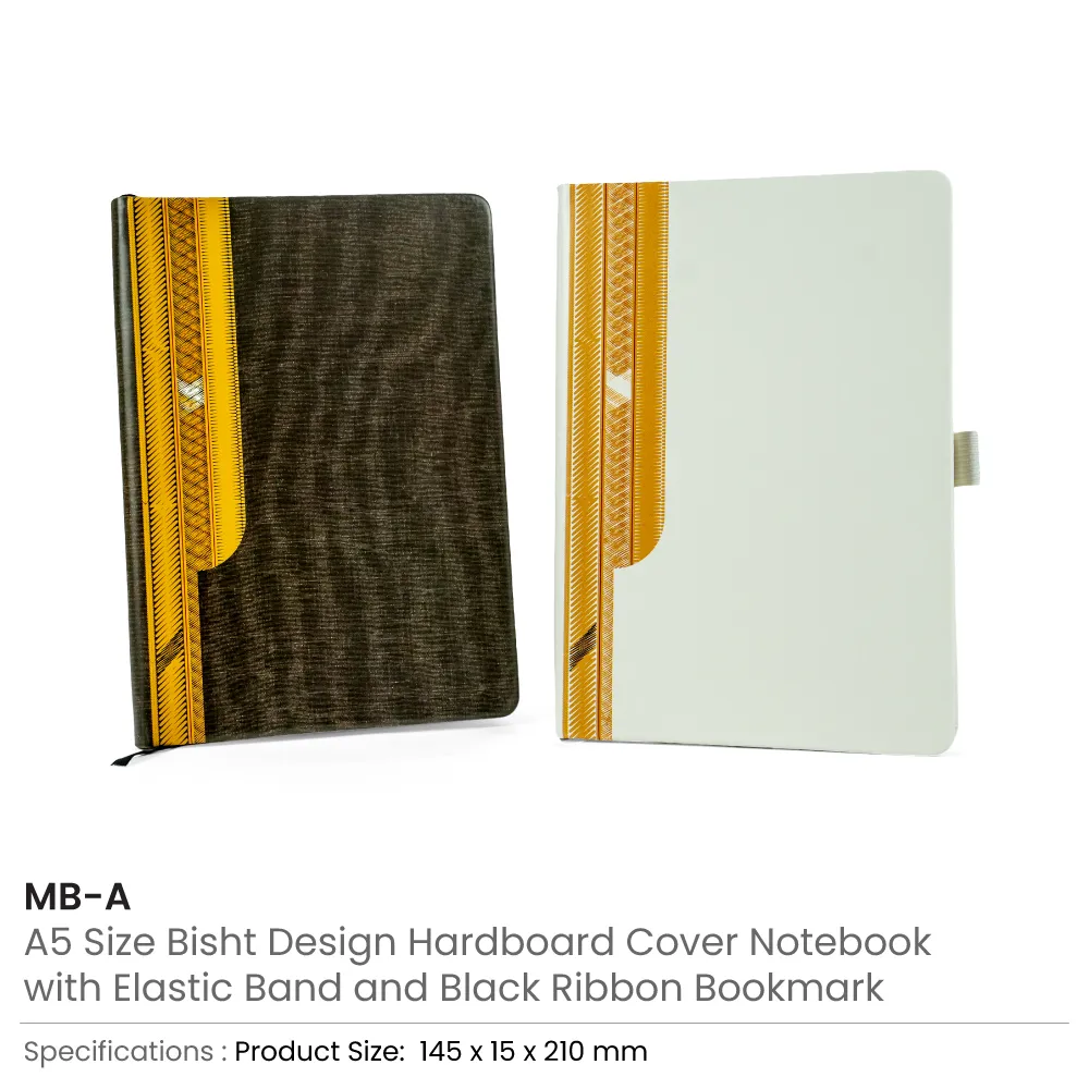 Arabic Bisht Style Notebooks, A5 Size, Elastic Band, Bookmark & Pen Holder 6