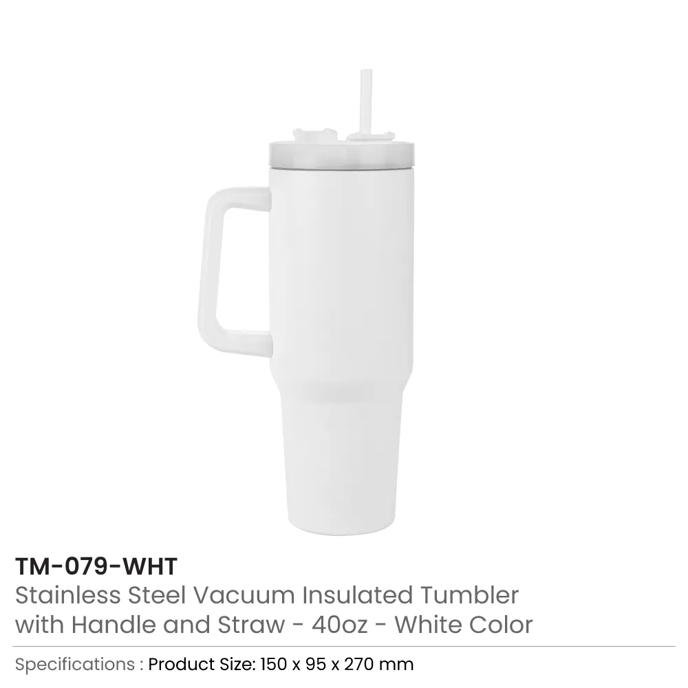 Tumblers with Handle and Straw in SS & Similar to Stanley Design, 1200ml 2