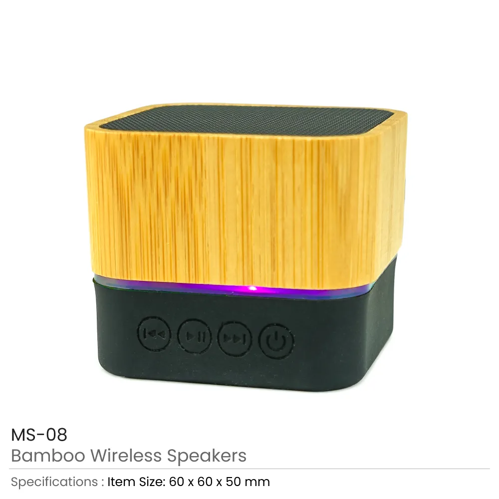 Cube Bamboo Bluetooth Speakers V5.0 4