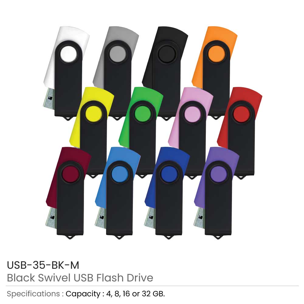 Black Swivel USB Flash Drives 8