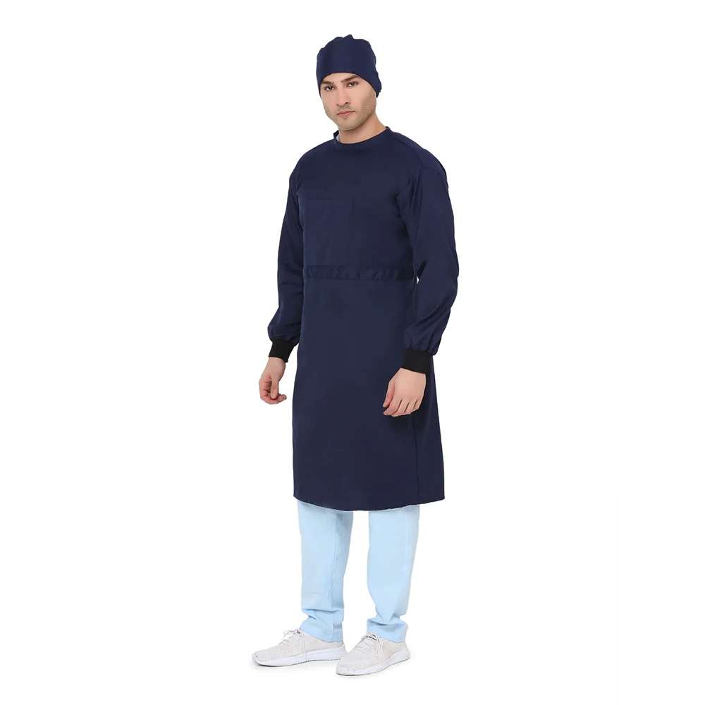 Unisex Surgical Gown / OT Gown for Doctors - Navy Blue 3
