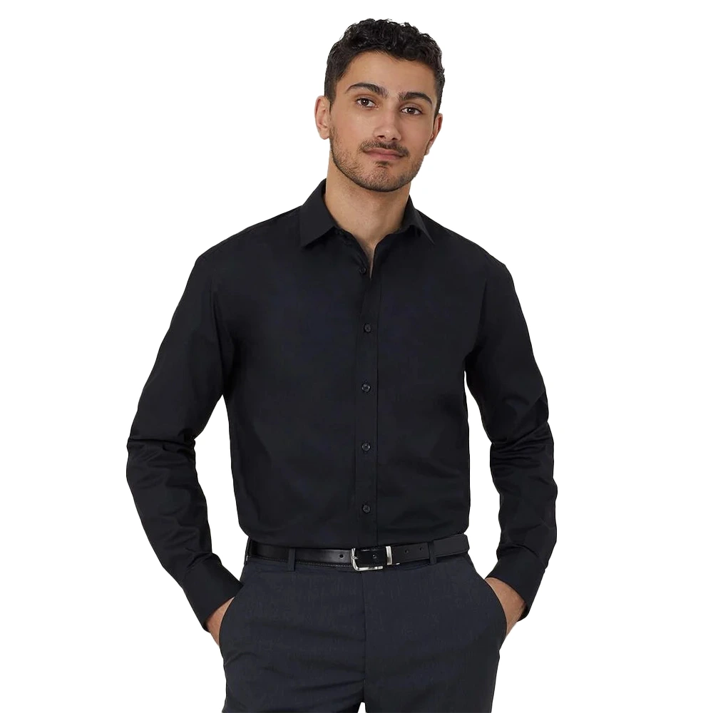 Men's Stretch Long Sleeve Shirt - Black 1