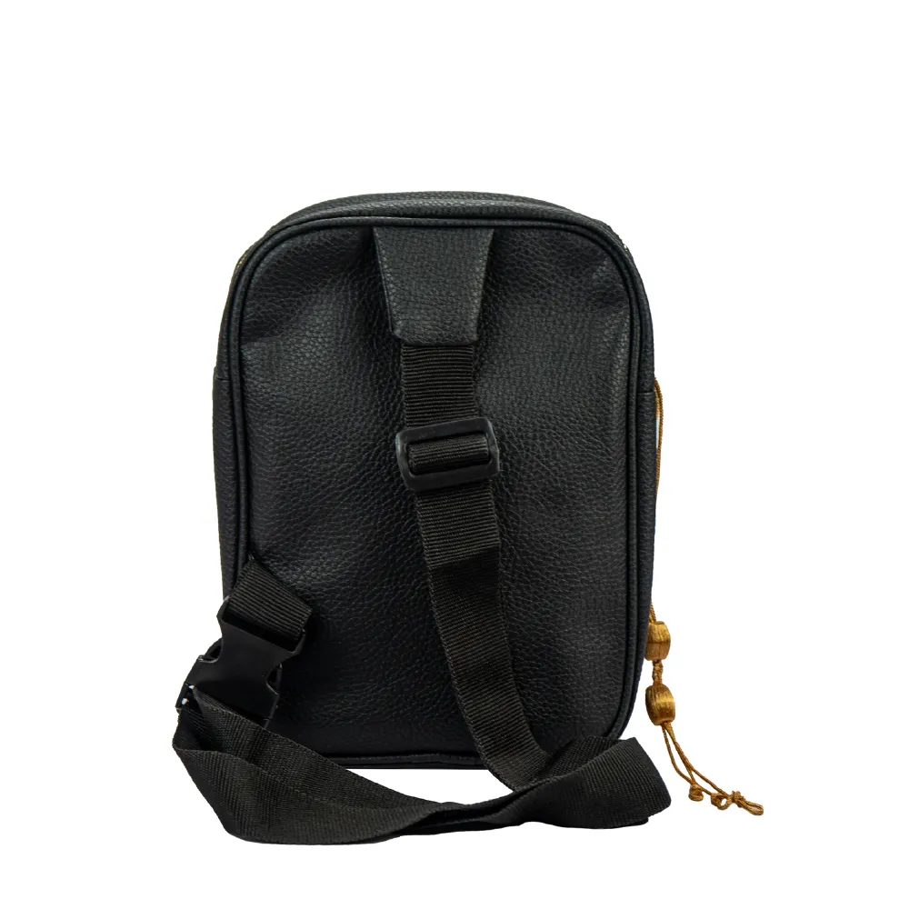 Crossbody Bag in PU Leather with Arabic Traditional Gold Bisht Design 3