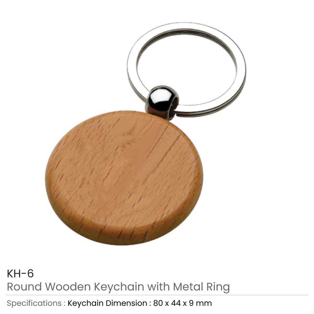 Round Wooden Keychains 2