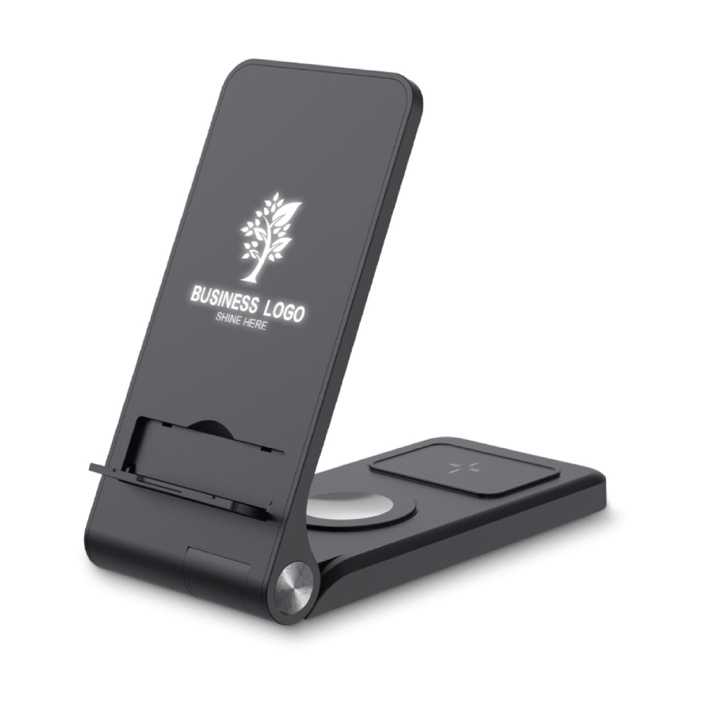 Foldable Wireless Charging Station 15W & Light-up Logo 3