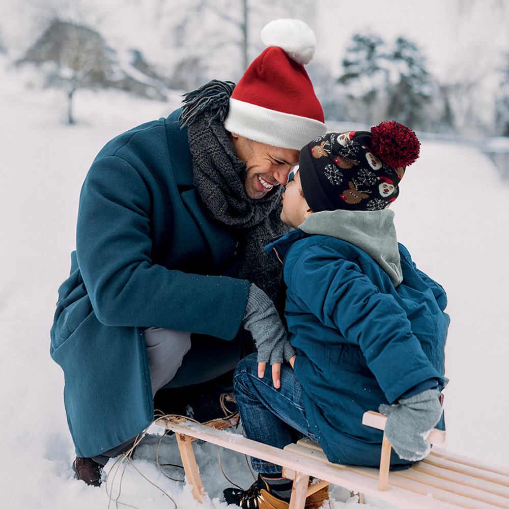 Christmas Knitted Beanie with Cuff and Bobble 10