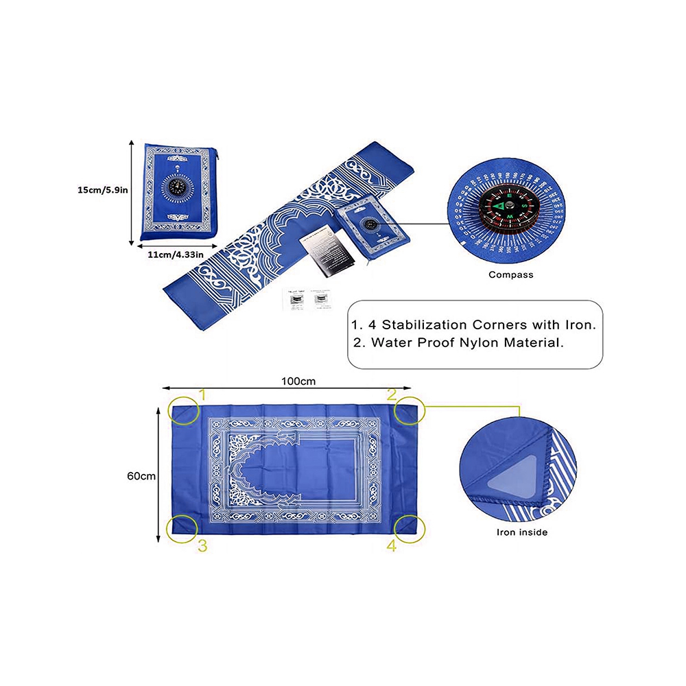 Portable Travel Prayer Mat with Compass 11