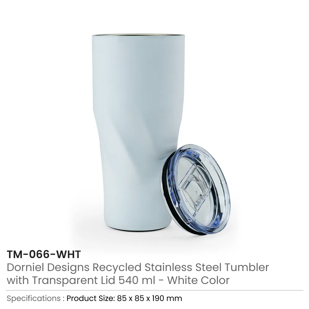 Dorniel Designs Tumblers, Transparent Lid, Recycled Stainless Steel, 540ml 7