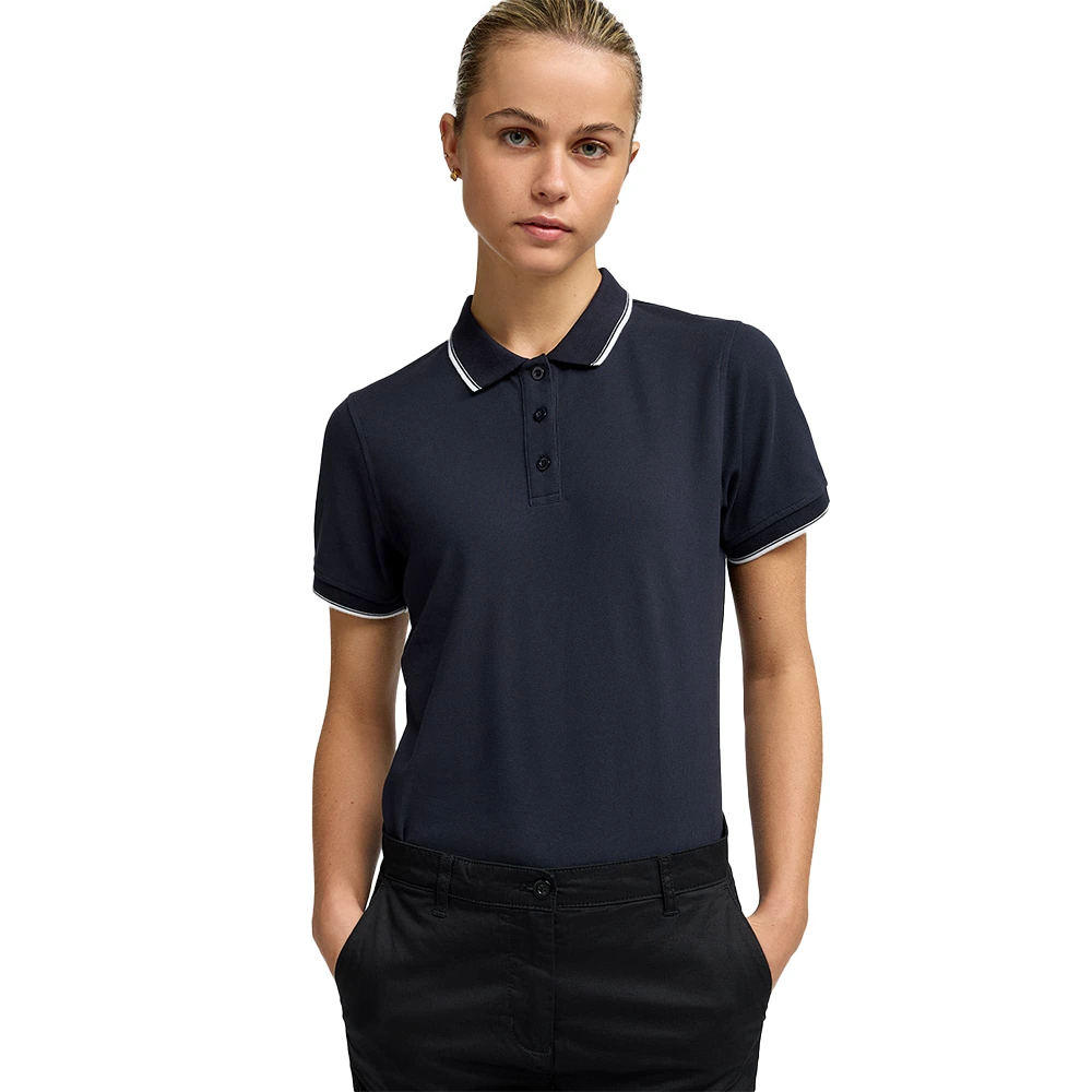 Women’s Navy Blue Polo T-Shirt with Line Design 2