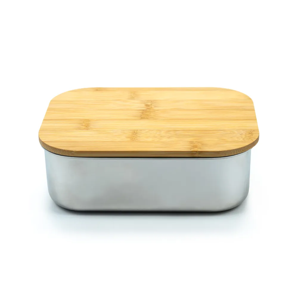 Stainless Steel Lunch Box with Bamboo Lid & Strap thumbnail 1