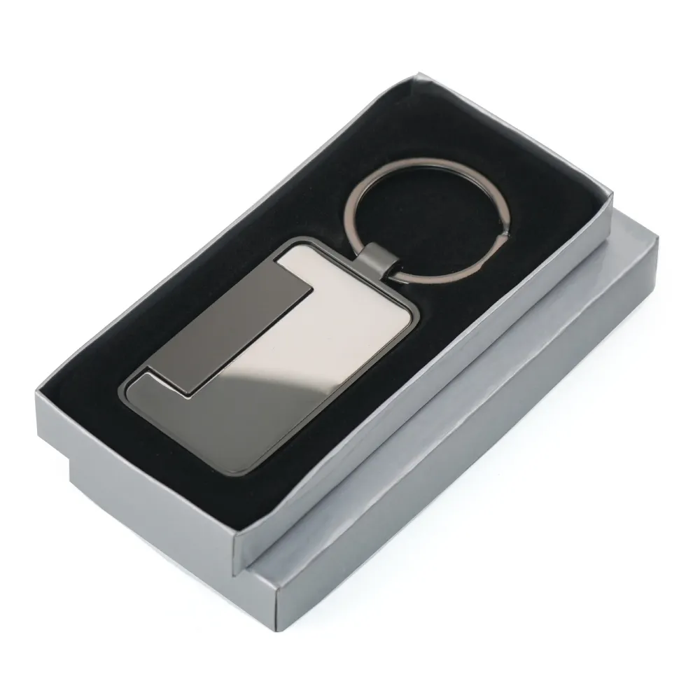 Metal Keychain Rectangle Gun Metal Matte Finish Plate 5