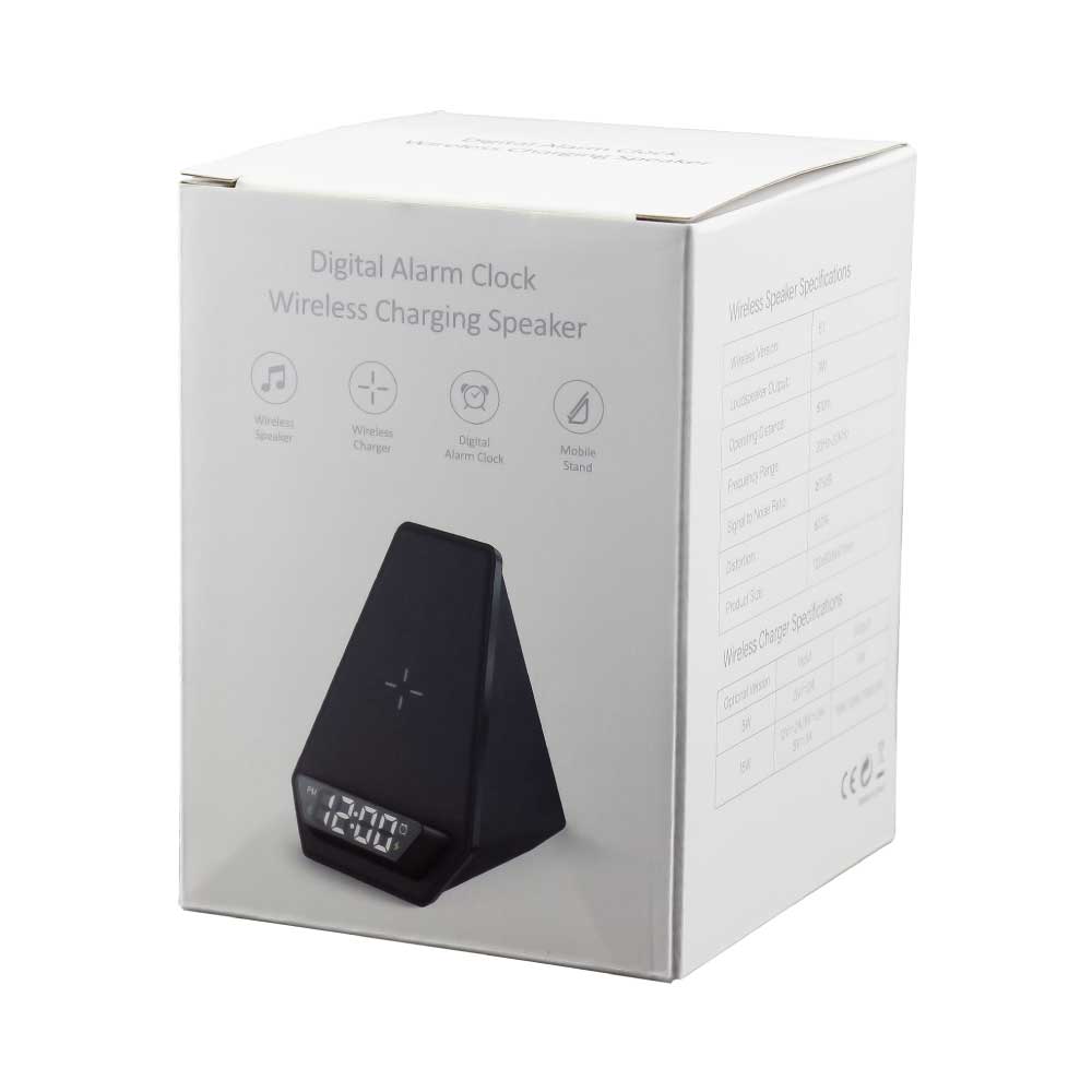 Wireless Charger BT Speaker with Clock & Light-up Logo 7