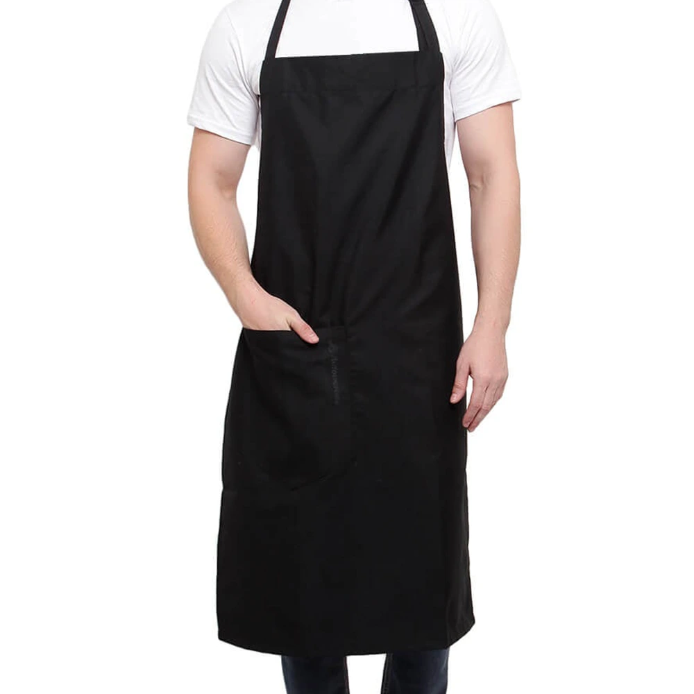 Black Chef Apron / Bib (Single Pocket) 3