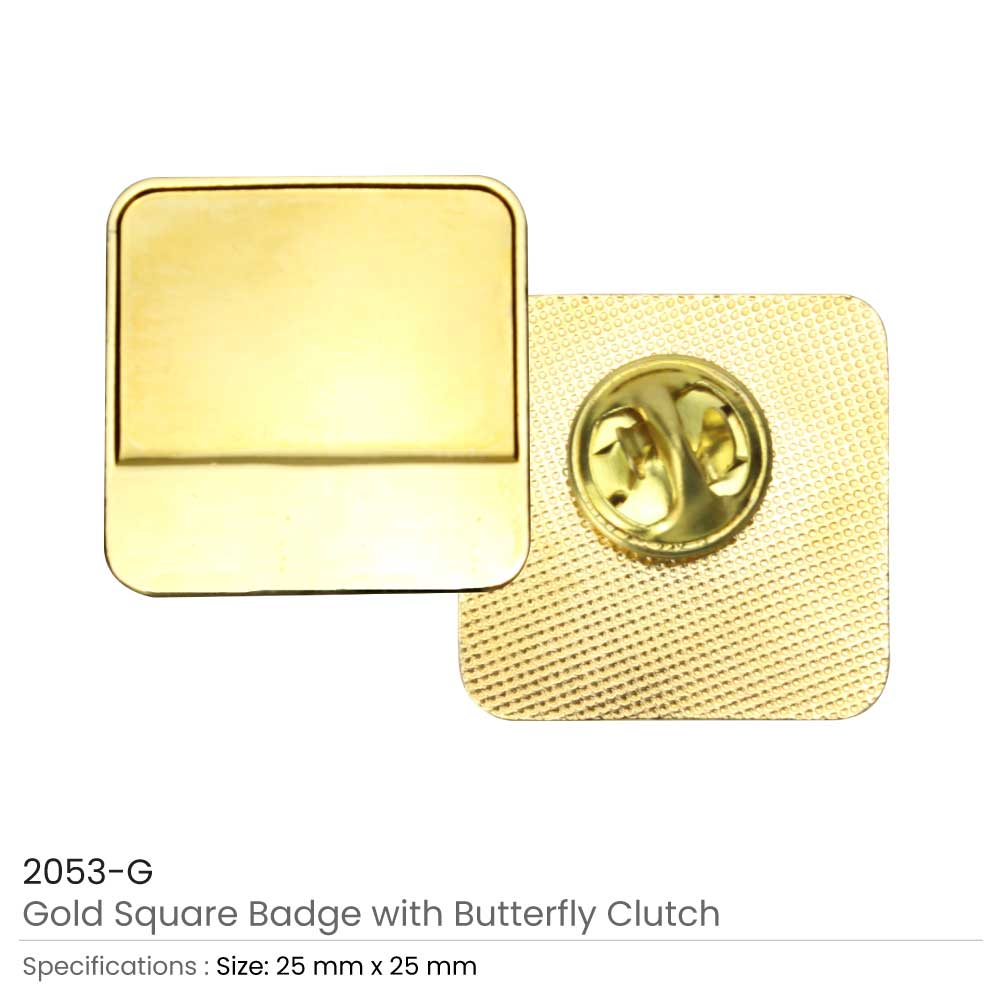 Square Metal Badges with Butterfly Clutch 5