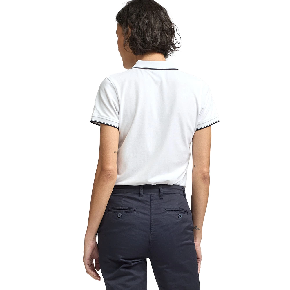 Women’s White Polo T-Shirt with Line Design 7