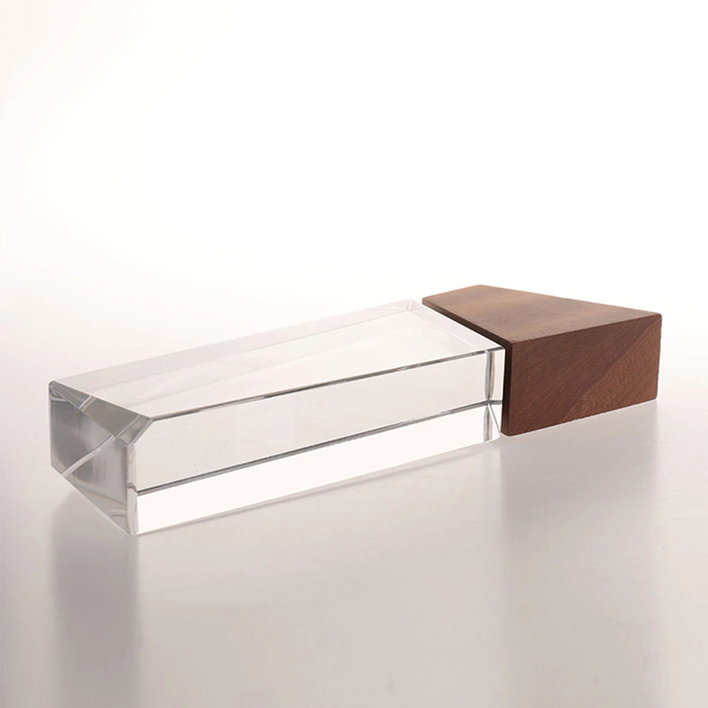 Wood Base Crystal Award with Wooden Box 4